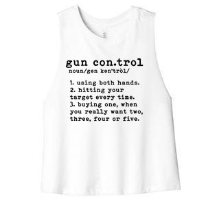 Gun Control Definition Funny Gun Owner Saying 2nd Amendment Women's Racerback Cropped Tank