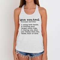 Gun Control Definition Funny Gun Owner Saying 2nd Amendment Women's Knotted Racerback Tank