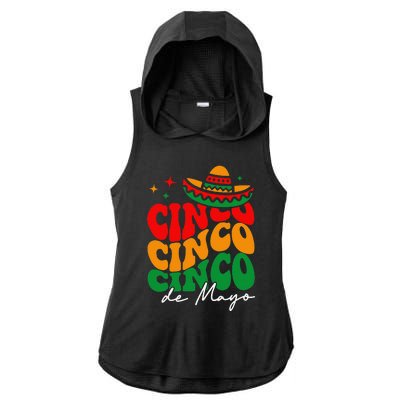 Groovy Cinco De Mayo Mexican Fiesta 5 De Mayo Ladies PosiCharge Tri-Blend Wicking Draft Hoodie Tank