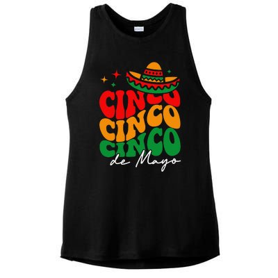 Groovy Cinco De Mayo Mexican Fiesta 5 De Mayo Ladies PosiCharge Tri-Blend Wicking Tank