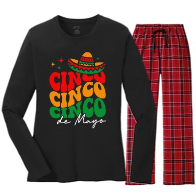 Groovy Cinco De Mayo Mexican Fiesta 5 De Mayo Women's Long Sleeve Flannel Pajama Set 