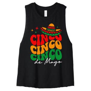 Groovy Cinco De Mayo Mexican Fiesta 5 De Mayo Women's Racerback Cropped Tank