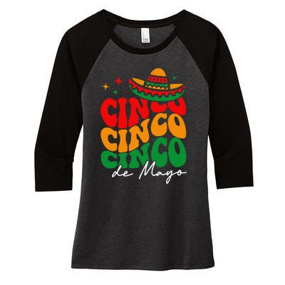 Groovy Cinco De Mayo Mexican Fiesta 5 De Mayo Women's Tri-Blend 3/4-Sleeve Raglan Shirt