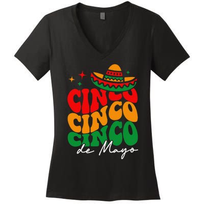 Groovy Cinco De Mayo Mexican Fiesta 5 De Mayo Women's V-Neck T-Shirt