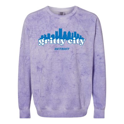 Gritty City Detroit Michigan Blue And White Colorblast Crewneck Sweatshirt