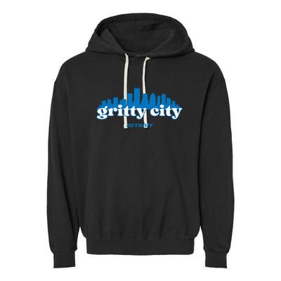 Gritty City Detroit Michigan Blue And White Garment-Dyed Fleece Hoodie