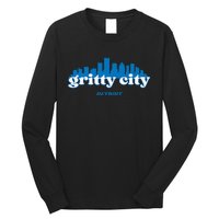 Gritty City Detroit Michigan Blue And White Long Sleeve Shirt