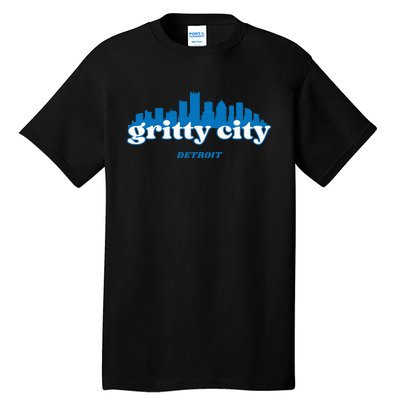 Gritty City Detroit Michigan Blue And White Tall T-Shirt