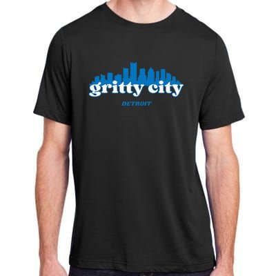 Gritty City Detroit Michigan Blue And White Adult ChromaSoft Performance T-Shirt