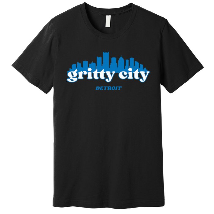 Gritty City Detroit Michigan Blue And White Premium T-Shirt