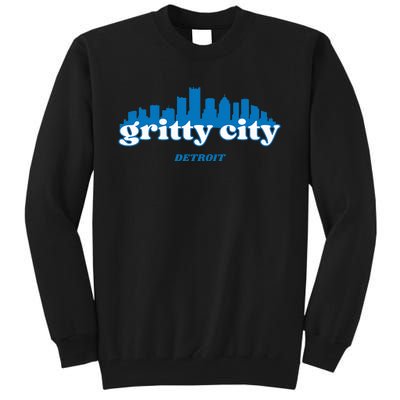 Gritty City Detroit Michigan Blue And White Tall Sweatshirt