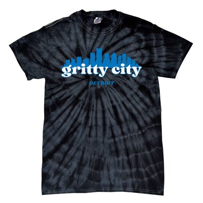 Gritty City Detroit Michigan Blue And White Tie-Dye T-Shirt