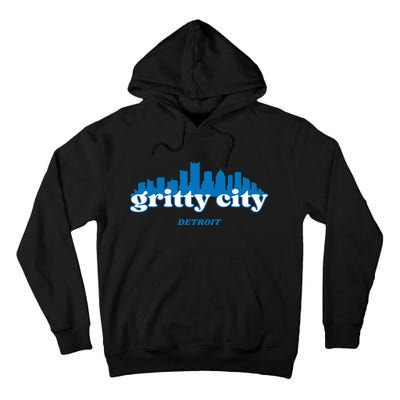 Gritty City Detroit Michigan Blue And White Tall Hoodie