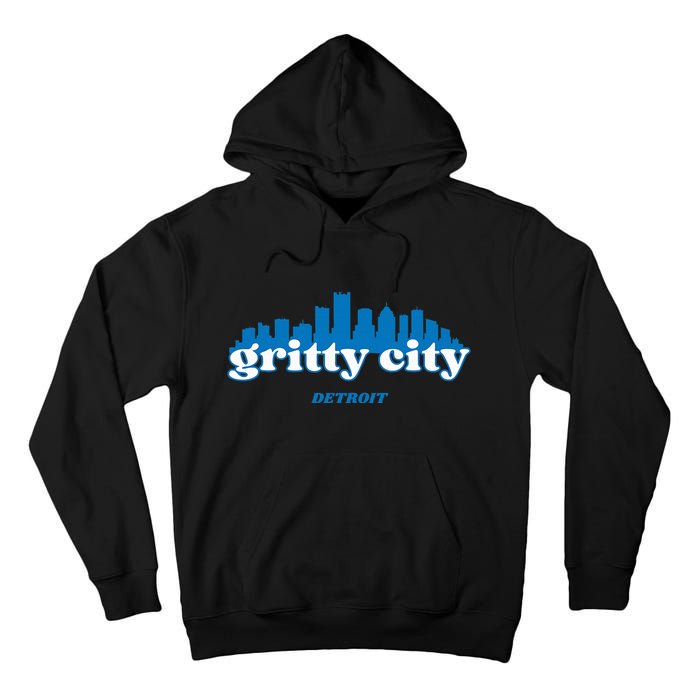 Gritty City Detroit Michigan Blue And White Tall Hoodie