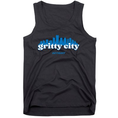 Gritty City Detroit Michigan Blue And White Tank Top