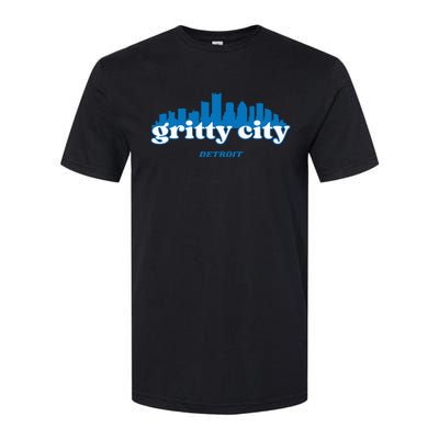 Gritty City Detroit Michigan Blue And White Softstyle® CVC T-Shirt