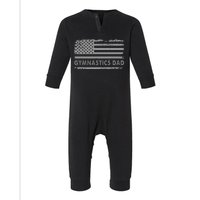 Gymnast Cheer Dad Gymnastics Dad Us Flag Gymnastic Lover Infant Fleece One Piece