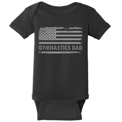 Gymnast Cheer Dad Gymnastics Dad Us Flag Gymnastic Lover Baby Bodysuit