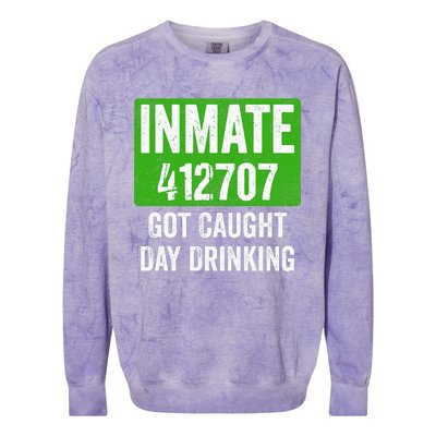 Got Caught Day Drinking Inmate St Patricks Day Colorblast Crewneck Sweatshirt