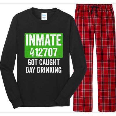 Got Caught Day Drinking Inmate St Patricks Day Long Sleeve Pajama Set