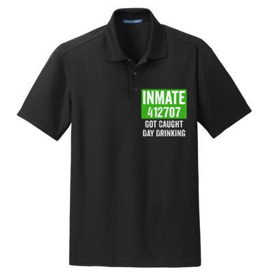 Got Caught Day Drinking Inmate St Patricks Day Dry Zone Grid Polo