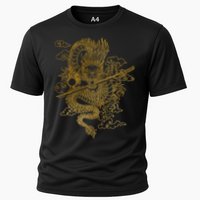 Gold Chinese Dragon With Black Background Cooling Performance Crew T-Shirt
