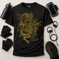 Gold Chinese Dragon With Black Background Cooling Performance Crew T-Shirt