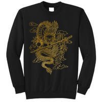 Gold Chinese Dragon With Black Background Sweatshirt