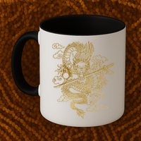 Gold Chinese Dragon With Black Background Mug