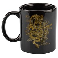 Gold Chinese Dragon With Black Background 11oz C Handle Ceramic Mug