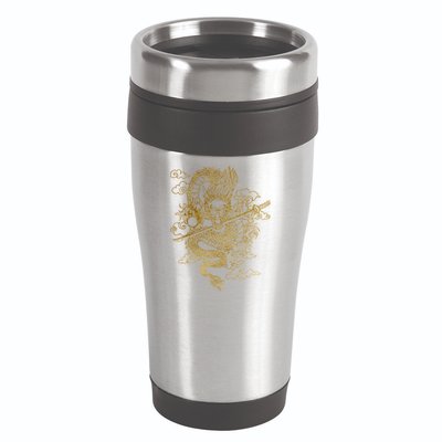 Gold Chinese Dragon With Black Background 16oz Travel Tumbler