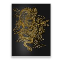 Gold Chinese Dragon With Black Background Poster