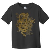 Gold Chinese Dragon With Black Background Toddler T-Shirt