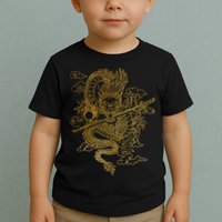 Gold Chinese Dragon With Black Background Toddler T-Shirt