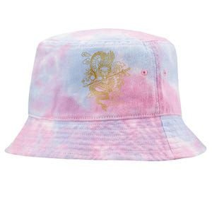 Gold Chinese Dragon With Black Background Tie-Dyed Bucket Hat