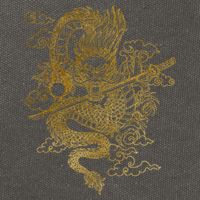 Gold Chinese Dragon With Black Background Cotton Canvas Backpack