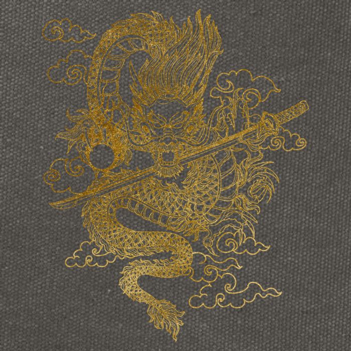 Gold Chinese Dragon With Black Background Cotton Canvas Backpack