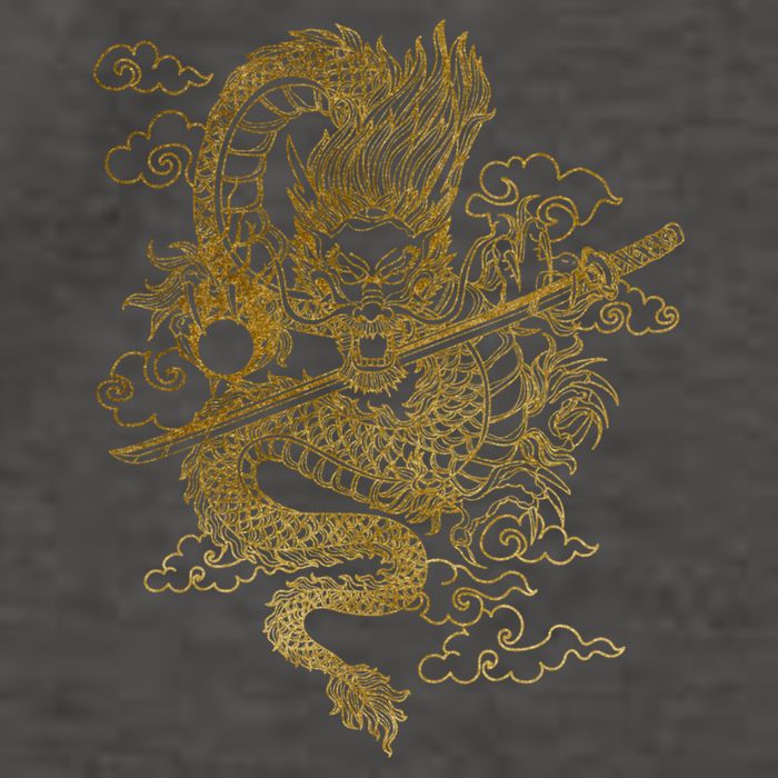 Gold Chinese Dragon With Black Background Vector Backpack