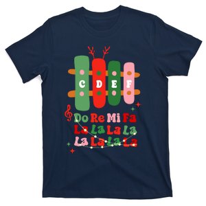 Groovy Cdef Do Re Mi Fa La La La La Music Teacher Christmas T-Shirt