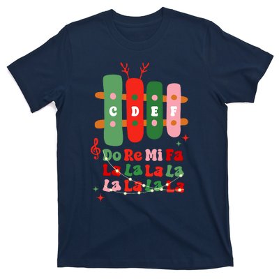 Groovy Cdef Do Re Mi Fa La La La La Music Teacher Christmas T-Shirt