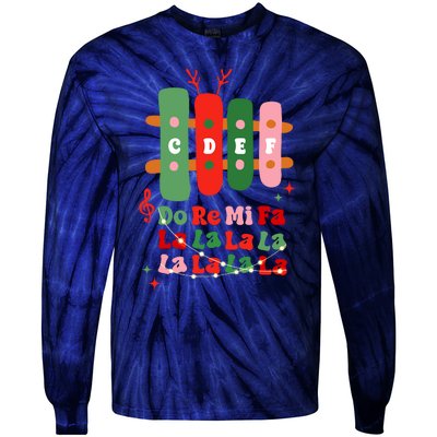 Groovy Cdef Do Re Mi Fa La La La La Music Teacher Christmas Tie-Dye Long Sleeve Shirt