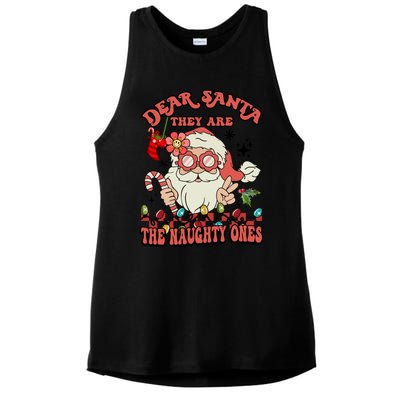 Groovy Christmas Dear Santa They Are The Naughty Ones Cool Gift Ladies PosiCharge Tri-Blend Wicking Tank