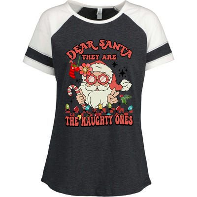 Groovy Christmas Dear Santa They Are The Naughty Ones Cool Gift Enza Ladies Jersey Colorblock Tee