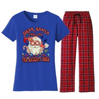 Groovy Christmas Dear Santa They Are The Naughty Ones Cool Gift Women's Flannel Pajama Set