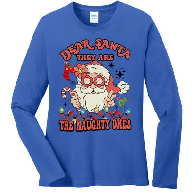 Groovy Christmas Dear Santa They Are The Naughty Ones Cool Gift Ladies Long Sleeve Shirt