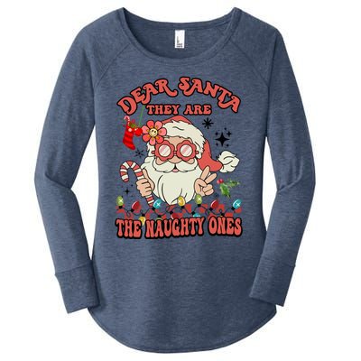 Groovy Christmas Dear Santa They Are The Naughty Ones Cool Gift Women's Perfect Tri Tunic Long Sleeve Shirt