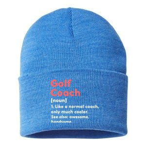 Golf Coach Definition Funny Trainer Gift Present Gift Sustainable Knit Beanie