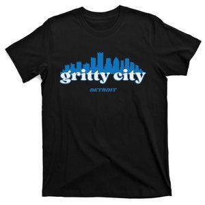 Gritty City Detroit Michigan Blue And White T-Shirt