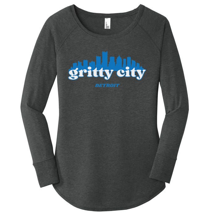 Gritty City Detroit Michigan Blue And White Women's Perfect Tri Tunic Long Sleeve Shirt