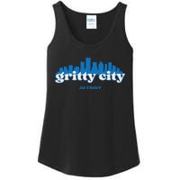 Gritty City Detroit Michigan Blue And White Ladies Essential Tank